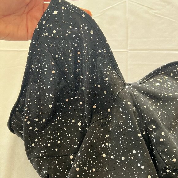 Women’s Plus Size 1XL Black Bodysuit Silver Accent Dotted One Piece - Picture 9 of 10